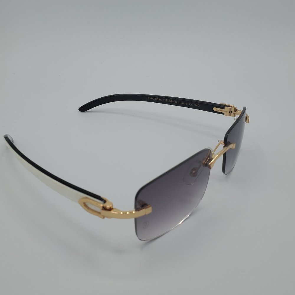 Cartier Vintage Men Women Gold Marble Sunglasses